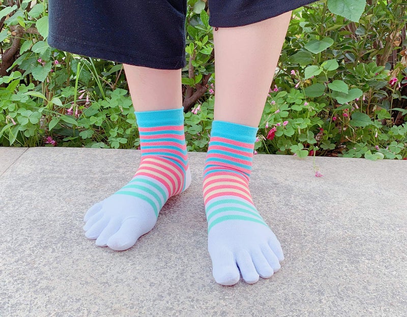 Fasot Women Toe Socks Five Finger Cotton Athletic Mesh Wicking Ankle 6 Pack Set - Image 4